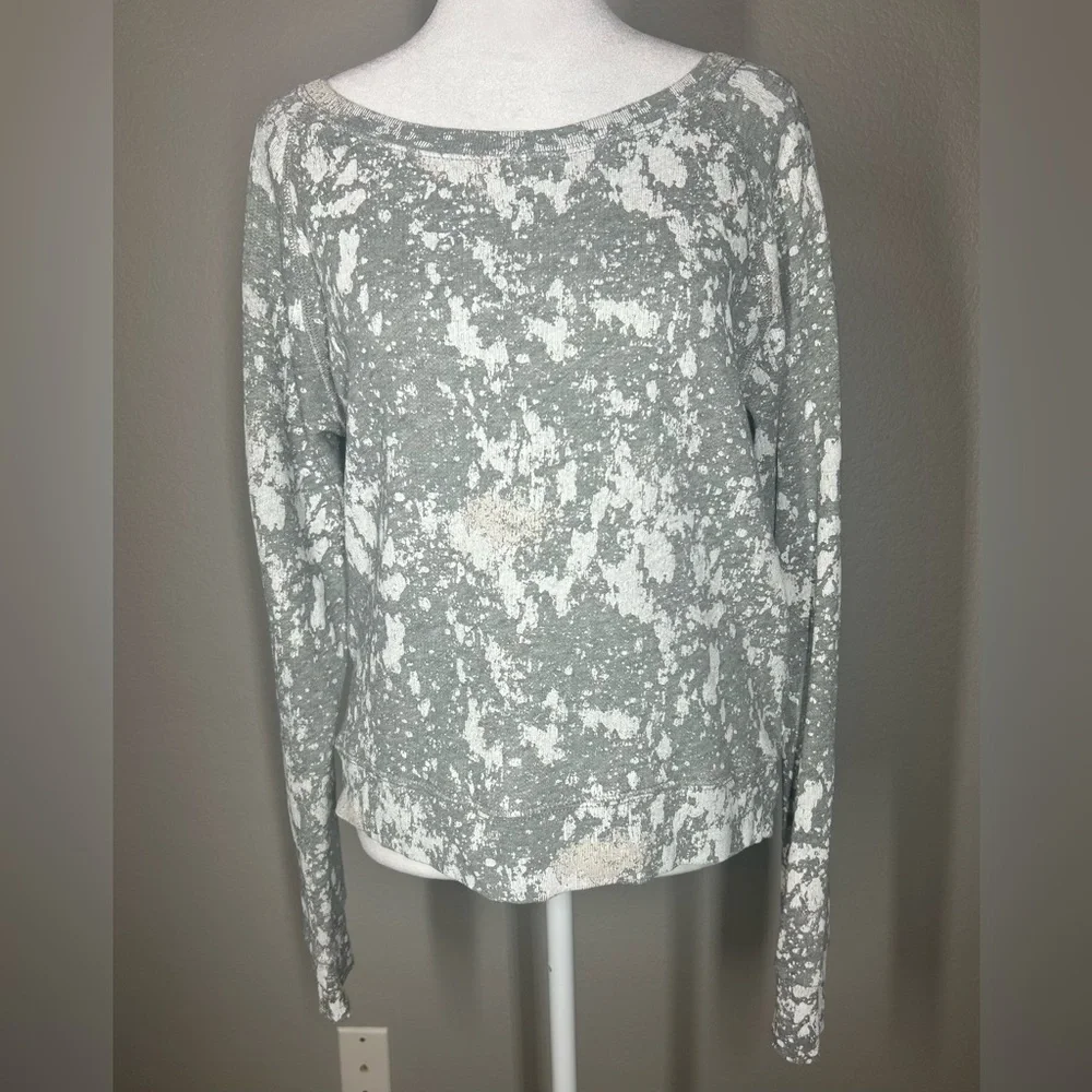Womens J. Crew Gray White Paint Splatter Pullover Sweater Sweatshirt Sz M 80’s